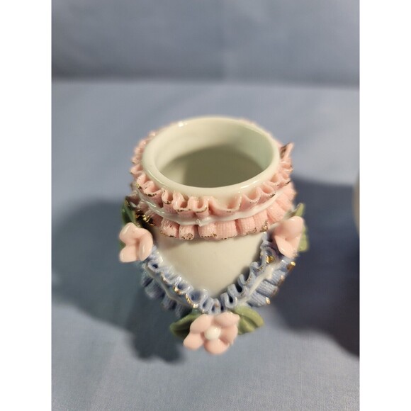 Mini Sugar Shaker Toothpick Holder Vintage Rose Garden Trinket Porcelain Set - Picture 7 of 11